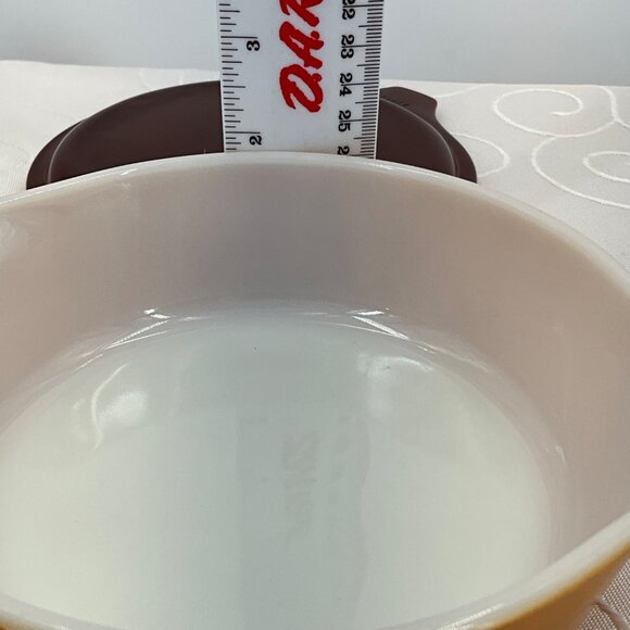 Vintage Pyrex 471-B Brown & Yellow Glass Casserole Dish With Lid 1 Pint #471 - Picture 5 of 9